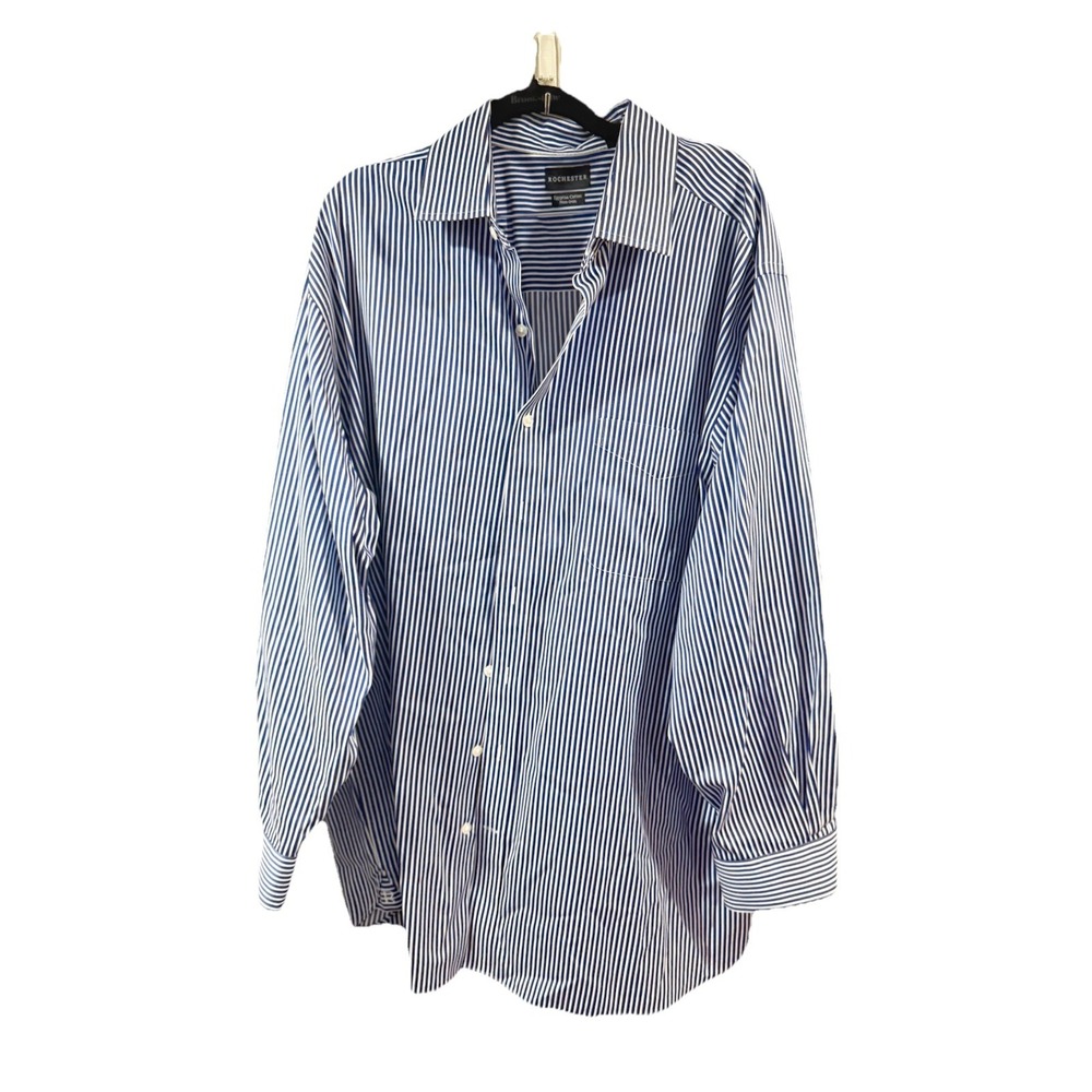 Rochester Button Up 18 34/35 Size Mens Long Sleeve Shirt Egyption Cotton Stripe